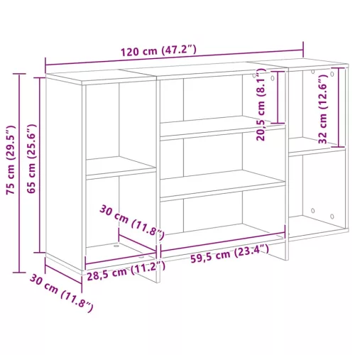  sonoma tölgy színű szerelt fa tálalóasztal 120x30x75 cm