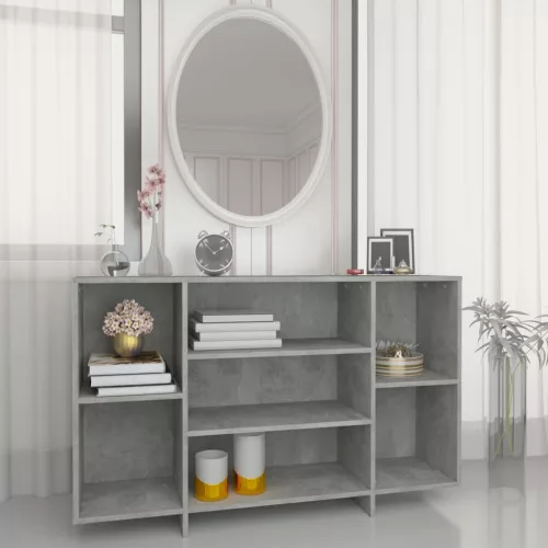  betonszürke szerelt fa tálalószekrény 120x30x75 cm