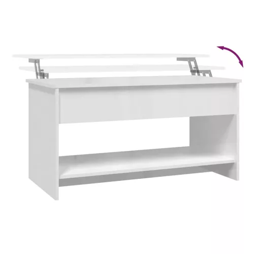  magasfényű fehér szerelt fa dohányzóasztal 102x50x52,5 cm