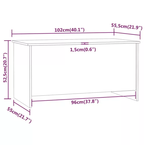  fehér szerelt fa dohányzóasztal 102 x 55,5 x 52,5 cm