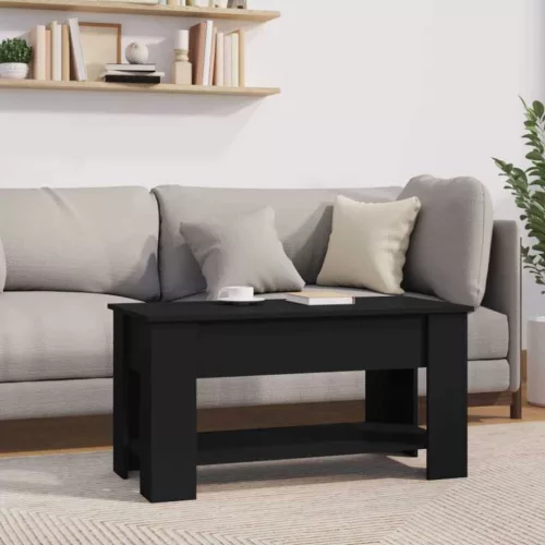  fekete szerelt fa dohányzóasztal 101 x 49 x 52 cm
