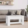  magasfényű fehér szerelt fa dohányzóasztal 101 x 49 x 52 cm