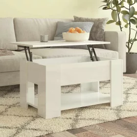  magasfényű fehér szerelt fa dohányzóasztal 79x49x41 cm