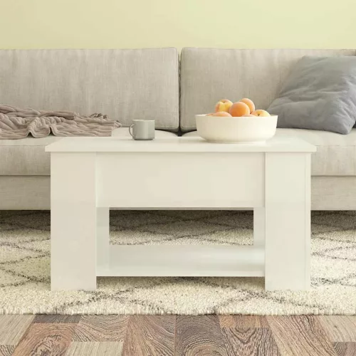  magasfényű fehér szerelt fa dohányzóasztal 79x49x41 cm