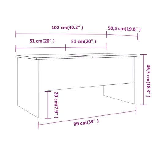  betonszürke szerelt fa dohányzóasztal 102 x 50,5 x 46,5 cm