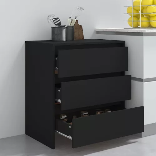  fekete szerelt fa tálalószekrény 70x41x75 cm