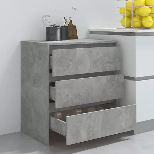  betonszürke szerelt fa tálalószekrény 70x41x75 cm