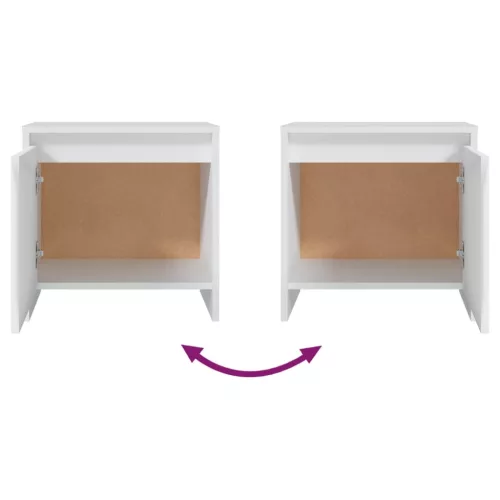  2 db fehér szerelt fa éjjeliszekrény 45x34x44,5 cm