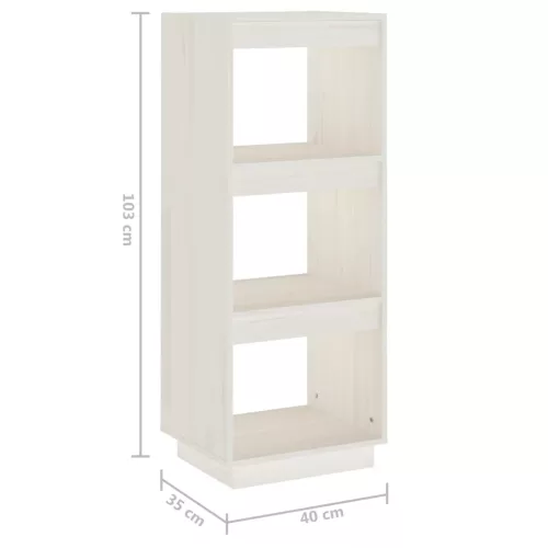  fehér tömör fenyőfa könyvszekrény/térelválasztó 40x35x103 cm