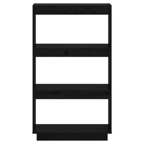  fekete tömör fenyőfa könyvszekrény/térelválasztó 60x35x103 cm