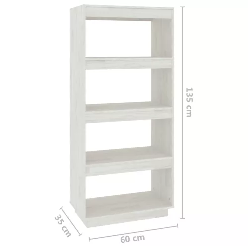  fehér tömör fenyőfa könyvszekrény/térelválasztó 60x35x135 cm 