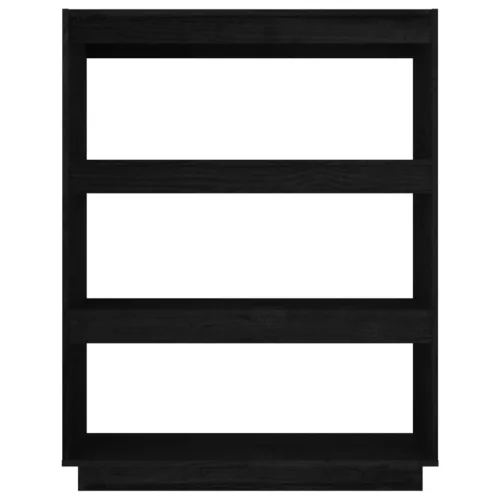  fekete tömör fenyőfa könyvszekrény/térelválasztó 80x35x103 cm