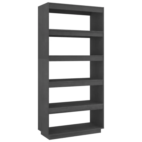  szürke tömör fenyőfa könyvszekrény/térelválasztó 80x35x167 cm