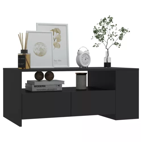  fekete szerelt fa dohányzóasztal 102 x 55 x 42 cm