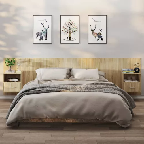  2 db sonoma tölgy színű falra szerelhető éjjeliszekrény