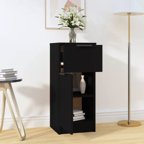  fekete szerelt fa tálalószekrény 30 x 30 x 70 cm