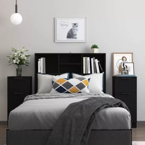  2 db fekete szerelt fa tálalószekrény 30 x 30 x 70 cm