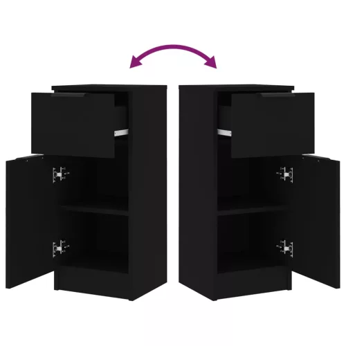  2 db fekete szerelt fa tálalószekrény 30 x 30 x 70 cm