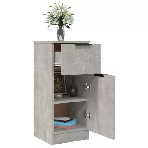  2 db betonszürke szerelt fa tálalószekrény 30 x 30 x 70 cm