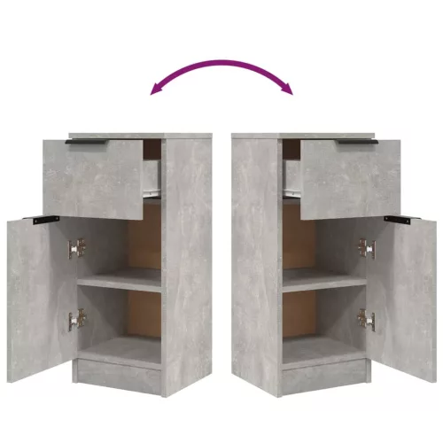  2 db betonszürke szerelt fa tálalószekrény 30 x 30 x 70 cm