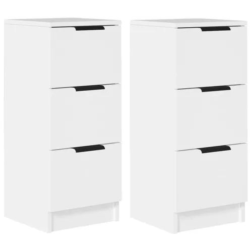  2 db fehér szerelt fa tálalóasztal 30 x 30 x 70 cm