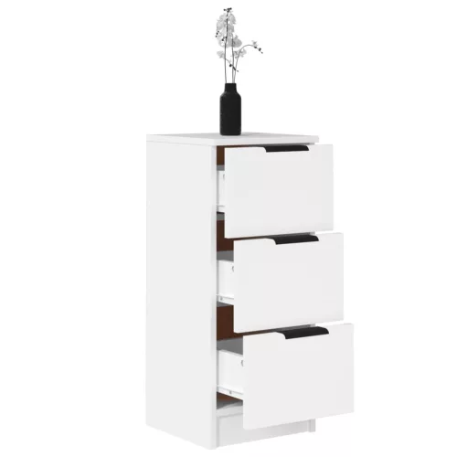  2 db fehér szerelt fa tálalóasztal 30 x 30 x 70 cm