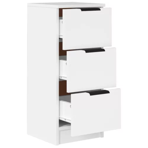  2 db fehér szerelt fa tálalóasztal 30 x 30 x 70 cm