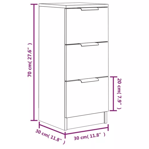  2 db sonoma-tölgyszínű szerelt fa tálalóasztal 30 x 30 x 70 cm