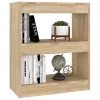  sonoma-tölgyszínű térelválasztó könyvszekrény 60 x 30 x 72 cm