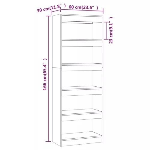  betonszürke szerelt fa könyvszekrény/térelválasztó 60x30x166 cm