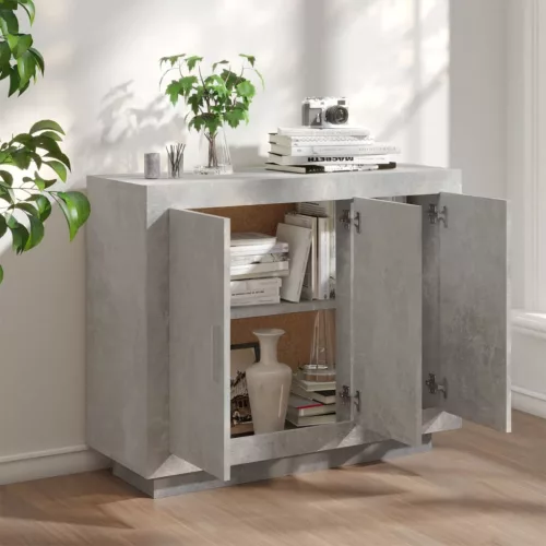  betonszürke szerelt fa tálalóasztal 92 x 35 x 75 cm