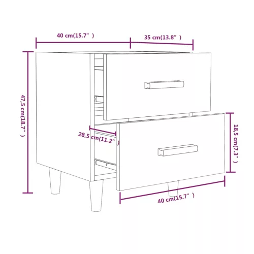 sonoma-tölgy színű éjjeliszekrény 40 x 35 x 47,5 cm