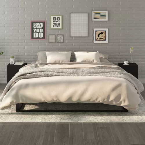  2 db fekete szerelt fa éjjeliszekrény