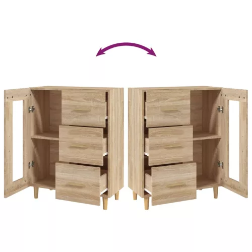  sonoma tölgy színű szerelt fa tálalószekrény 69,5 x 34 x 90 cm