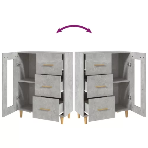  betonszürke szerelt fa tálalószekrény 69,5 x 34 x 90 cm