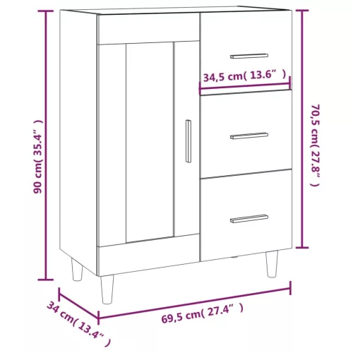  betonszürke szerelt fa tálalószekrény 69,5 x 34 x 90 cm