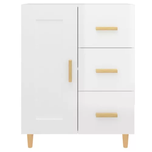  magasfényű fehér szerelt fa tálalószekrény 69,5 x 34 x 90 cm