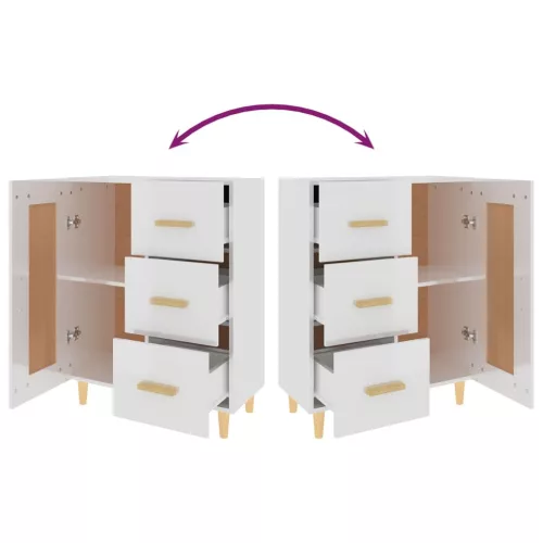  magasfényű fehér szerelt fa tálalószekrény 69,5 x 34 x 90 cm