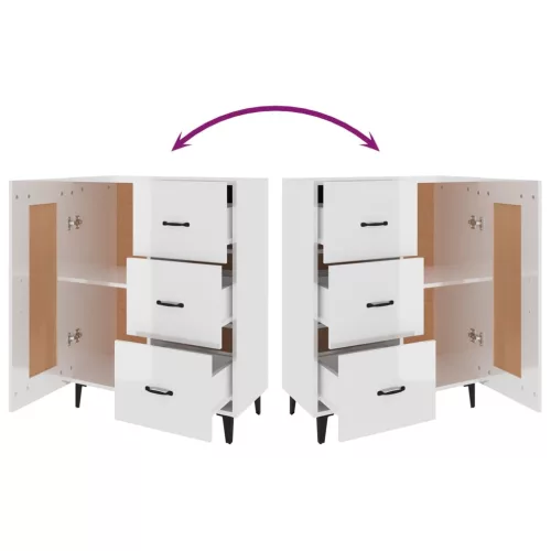  magasfényű fehér szerelt fa tálalószekrény 69,5 x 34 x 90 cm