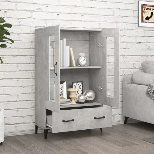  betonszürke szerelt fa magasszekrény 70 x 31 x 115 cm