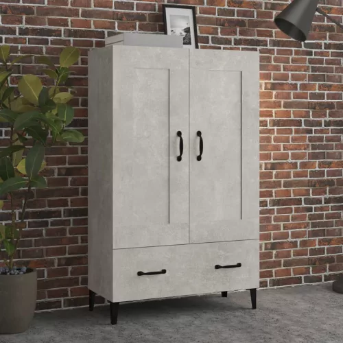  betonszürke szerelt fa magasszekrény 70 x 31 x 115 cm