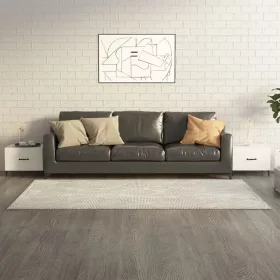    2 db magasfényű fehér dohányzóasztal fémlábakkal 50x50x40 cm