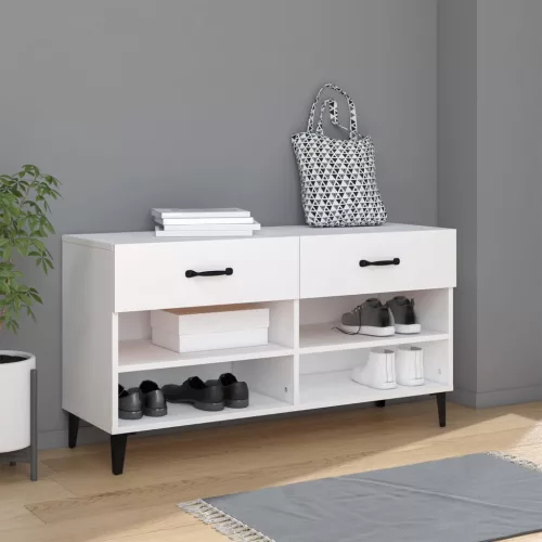  fehér szerelt fa cipősszekrény 102x35x55 cm