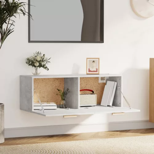  betonszürke szerelt fa faliszekrény 100 x 36,5 x 35 cm
