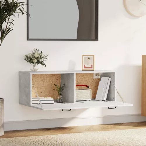  betonszürke szerelt fa faliszekrény 100 x 36,5 x 35 cm