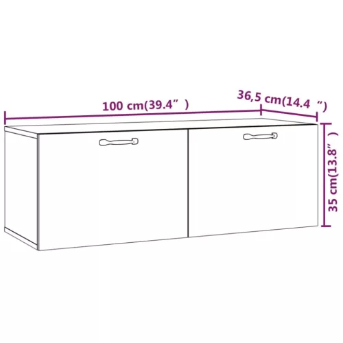  betonszürke szerelt fa faliszekrény 100 x 36,5 x 35 cm