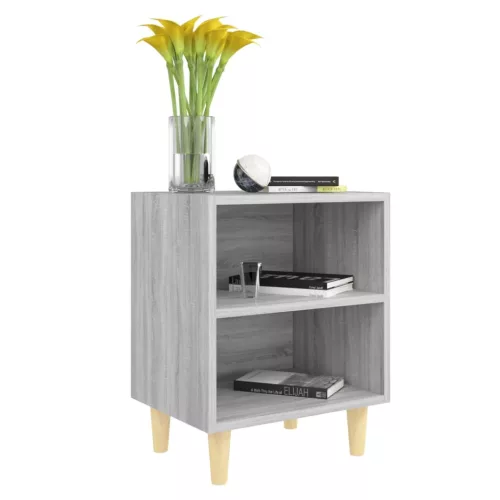  szürke-sonoma színű éjjeliszekrény tömör falábakkal 40x30x50 cm