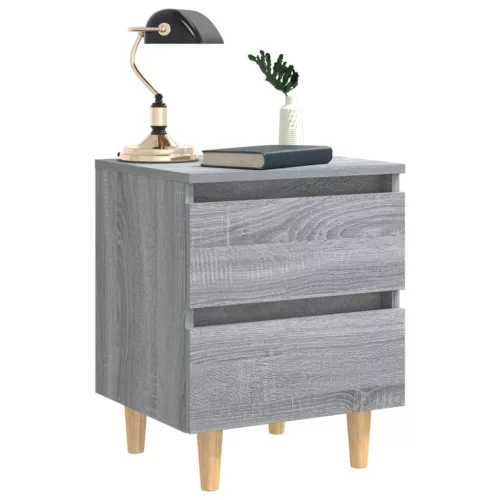  szürke sonoma színű éjjeliszekrény tömör falábakkal 40x35x50 cm