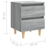  szürke sonoma színű éjjeliszekrény tömör falábakkal 40x35x50 cm