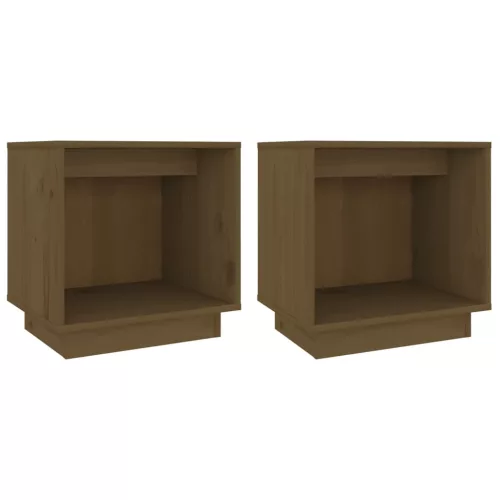  2 darab mézbarna tömör fenyőfa éjjeliszekrény 40 x 30 x 40 cm